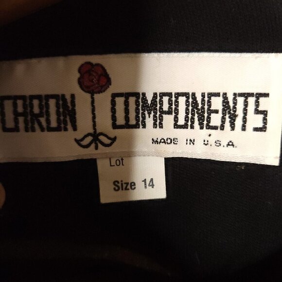 Caron Components Vintage Womens Black Sparkle Gold Stripe Knit Stretchy Top 14 - Picture 6 of 7